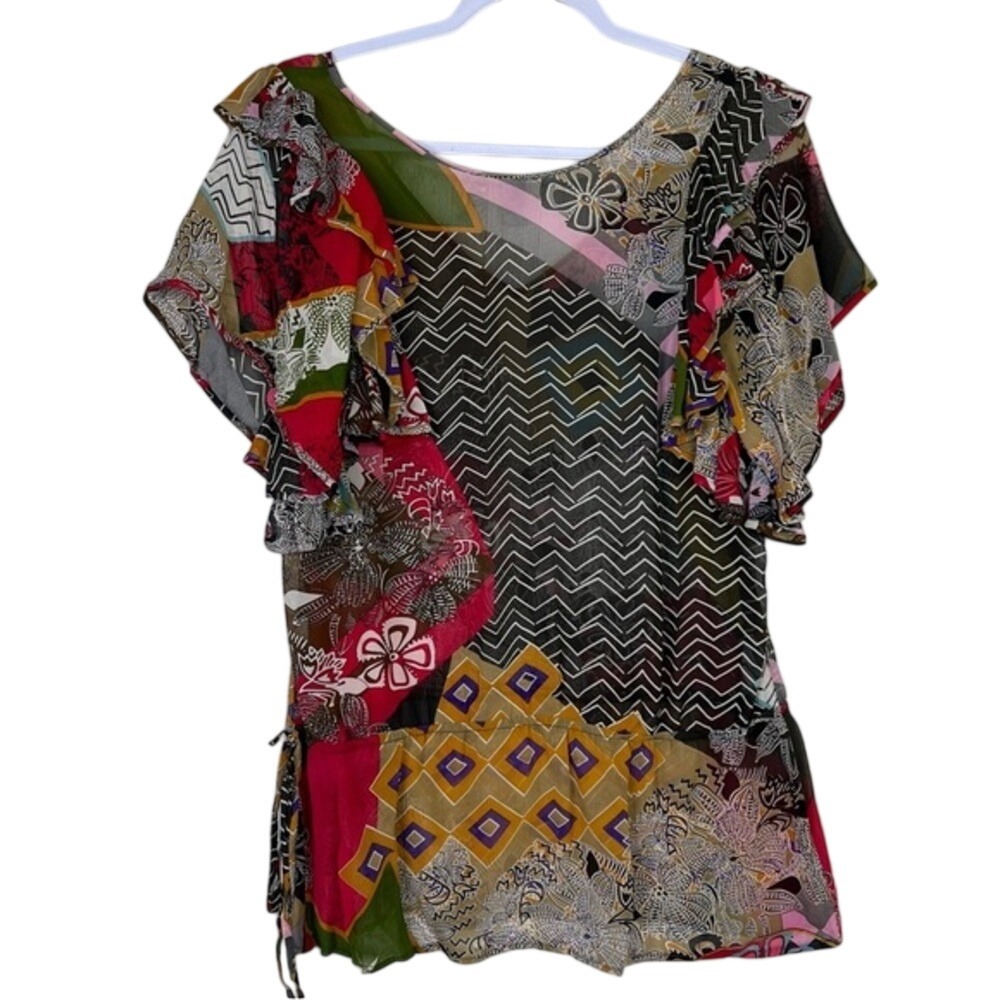 Pinkerton by Anthropologie Women's 100% Silk Shirt Blouse Womens Art To Wear